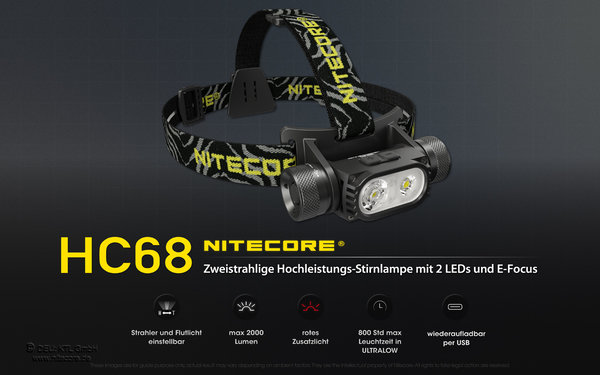 Nitecore HC68  2000 Lumen E-Focus